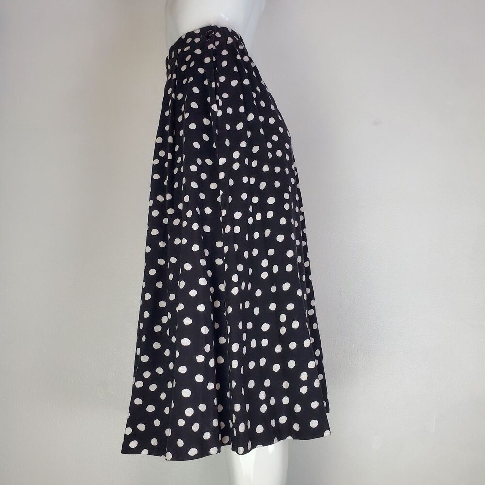 Vintage 80s Leslie Fay Black Polkadot Midi Skirt